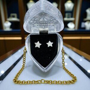 Swarovski Crystal Star Earrings Silver Coquette Teen Gift Holiday Glam Sparkly